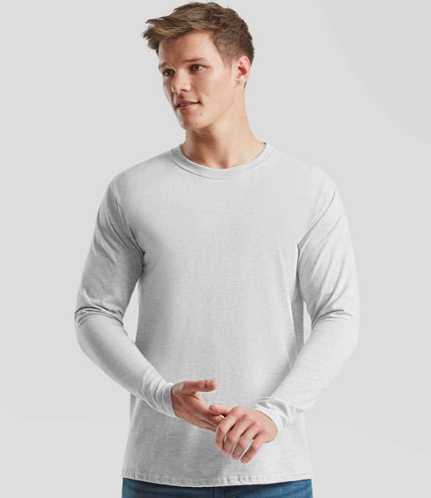 Fruit Loom Iconic 195 Long Sleeve T-Shirt - Heather Grey (SS624)