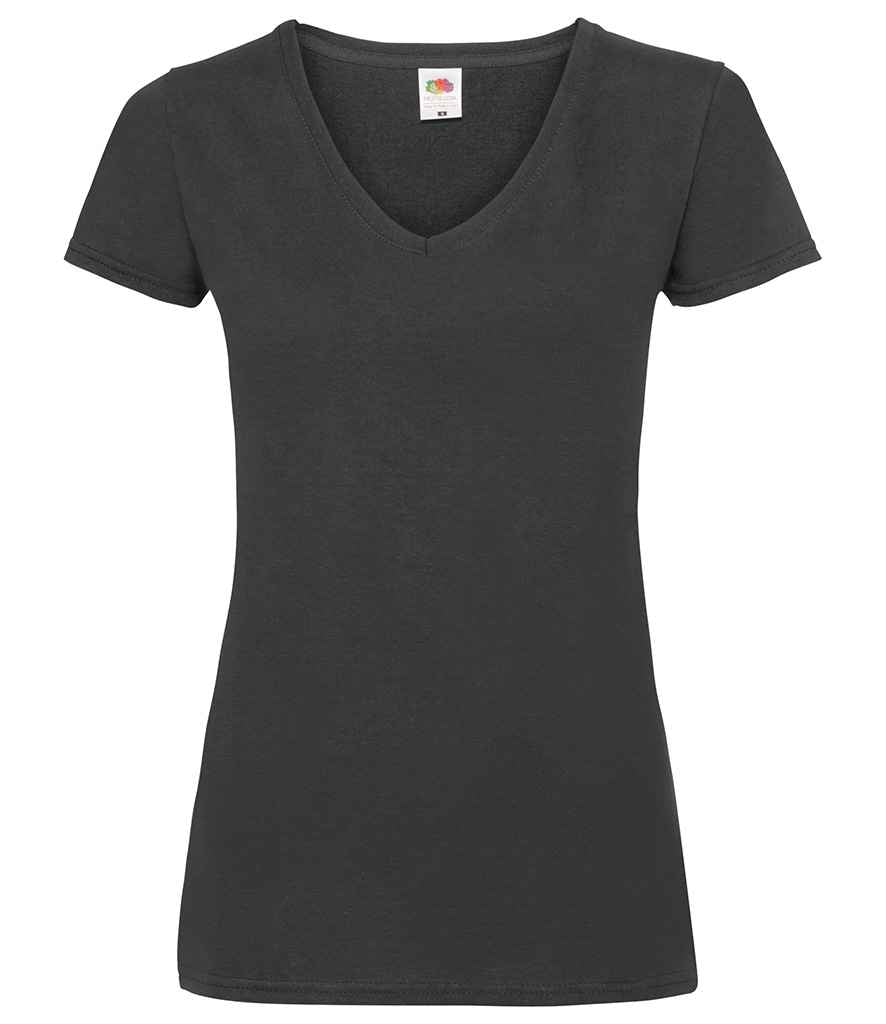 Fruit of the Loom Lady Fit Value V Neck T-Shirt - Black (SS702)