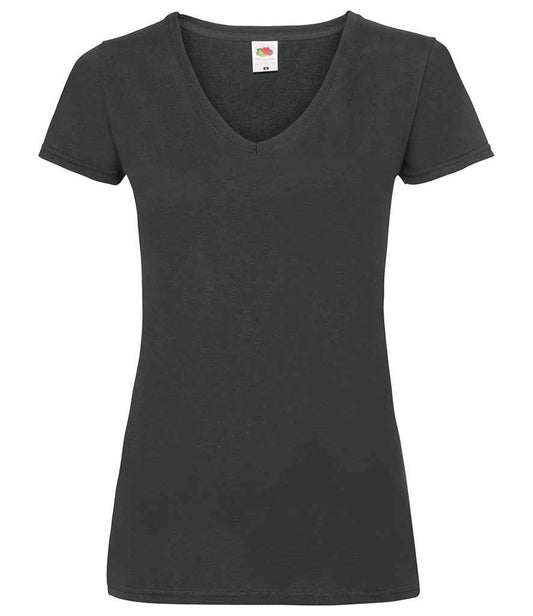 Fruit of the Loom Lady Fit Value V Neck T-Shirt - Black (SS702)