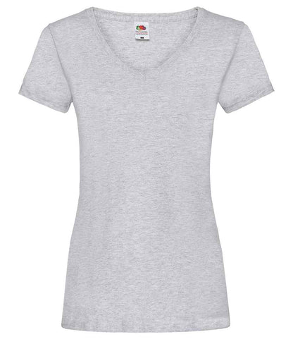 Fruit of the Loom Lady Fit Value V Neck T-Shirt - Heather Grey (SS702)