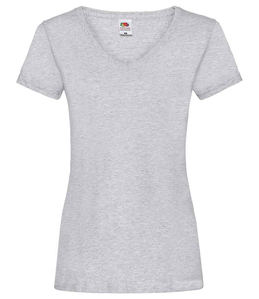 Fruit of the Loom Lady Fit Value V Neck T-Shirt - Heather Grey (SS702)