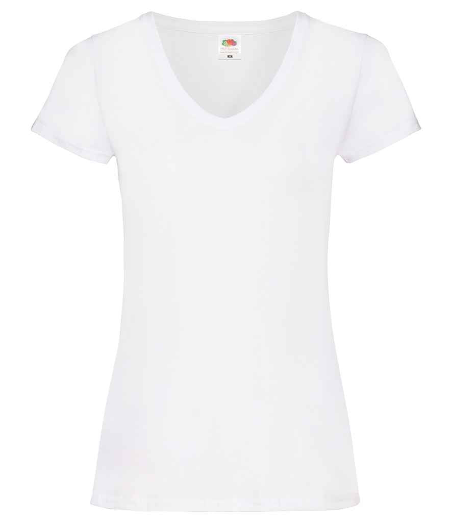 Fruit of the Loom Lady Fit Value V Neck T-Shirt - White (SS702)