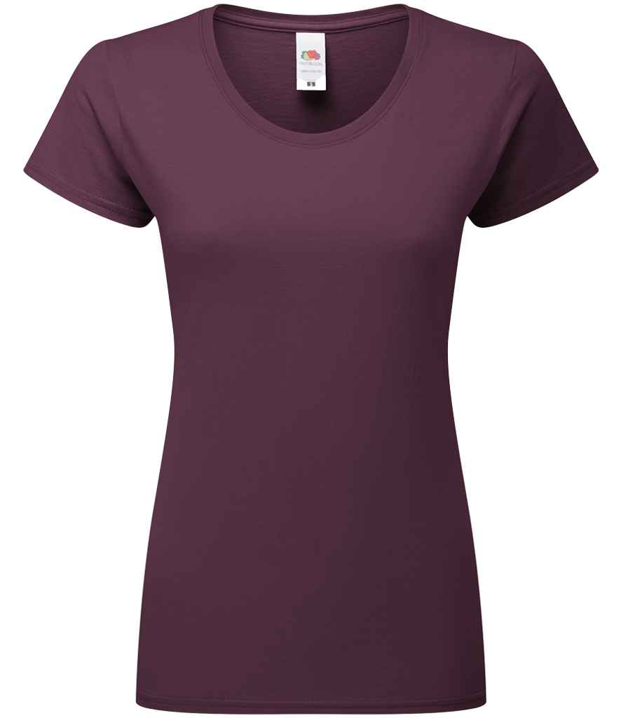 Fruit of the Loom Ladies Iconic 195 T-Shirt - Dark Plum (SS720)