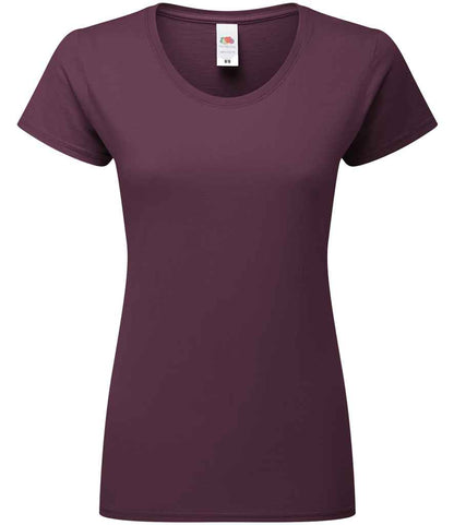 Fruit of the Loom Ladies Iconic 195 T-Shirt - Dark Plum (SS720)