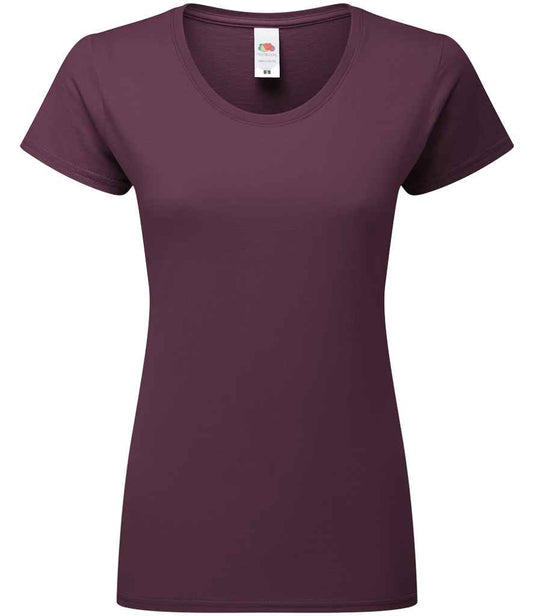Fruit of the Loom Ladies Iconic 195 T-Shirt - Dark Plum (SS720)