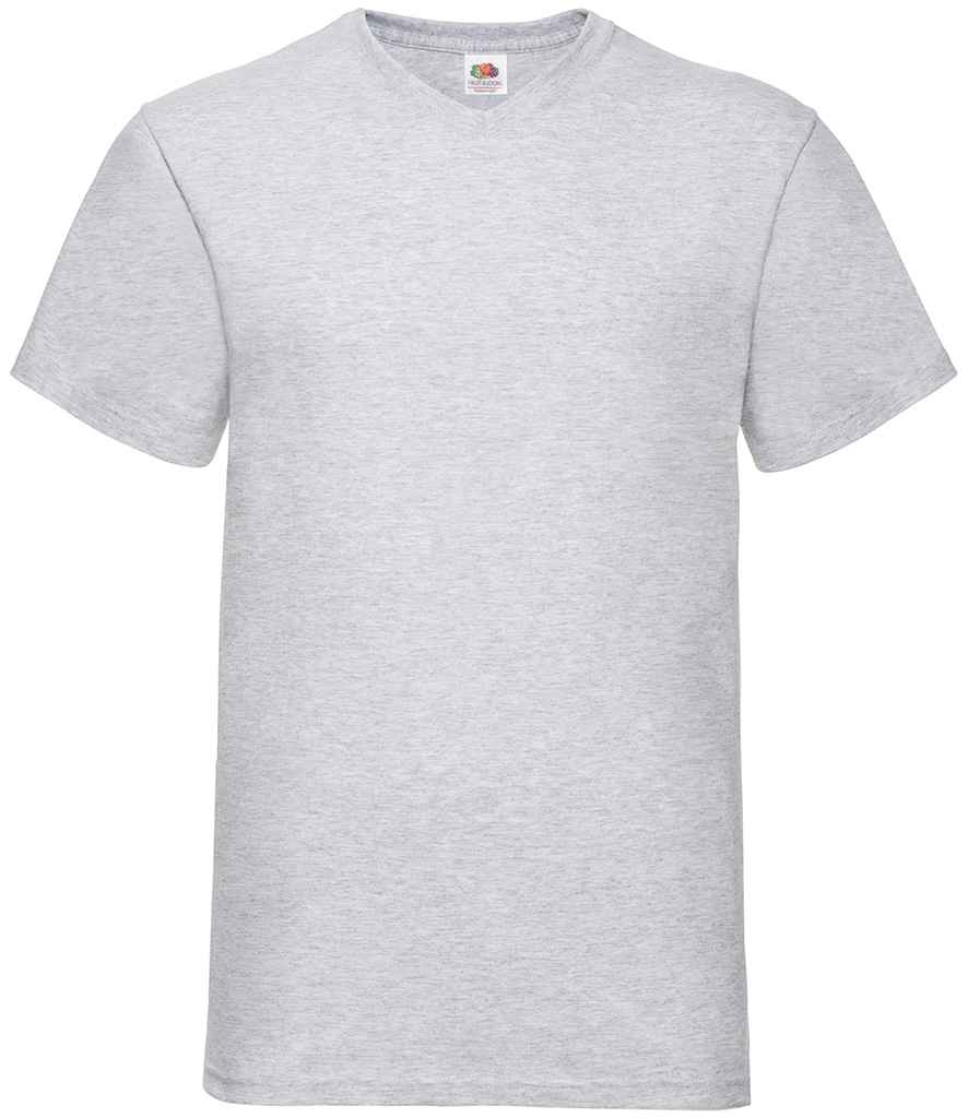 Fruit of the Loom V Neck Value T-Shirt - Heather Grey (SS7)