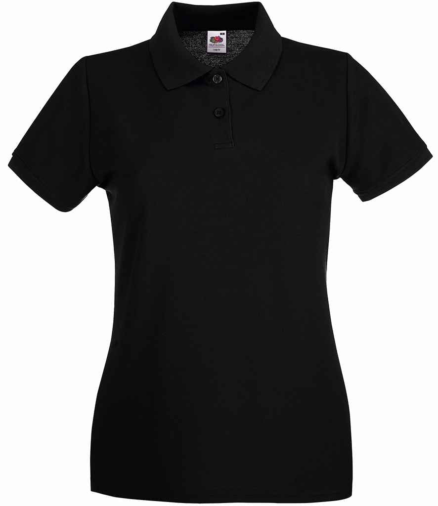 Fruit of the Loom Lady-Fit Premium Cotton Piqué Polo Shirt - Black (SS89)