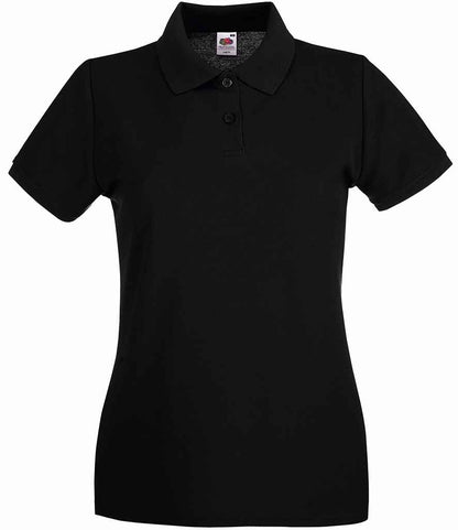 Fruit of the Loom Lady-Fit Premium Cotton Piqué Polo Shirt - Black (SS89)