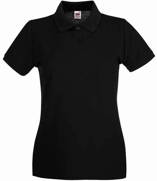 Fruit of the Loom Lady-Fit Premium Cotton Piqué Polo Shirt - Black (SS89)
