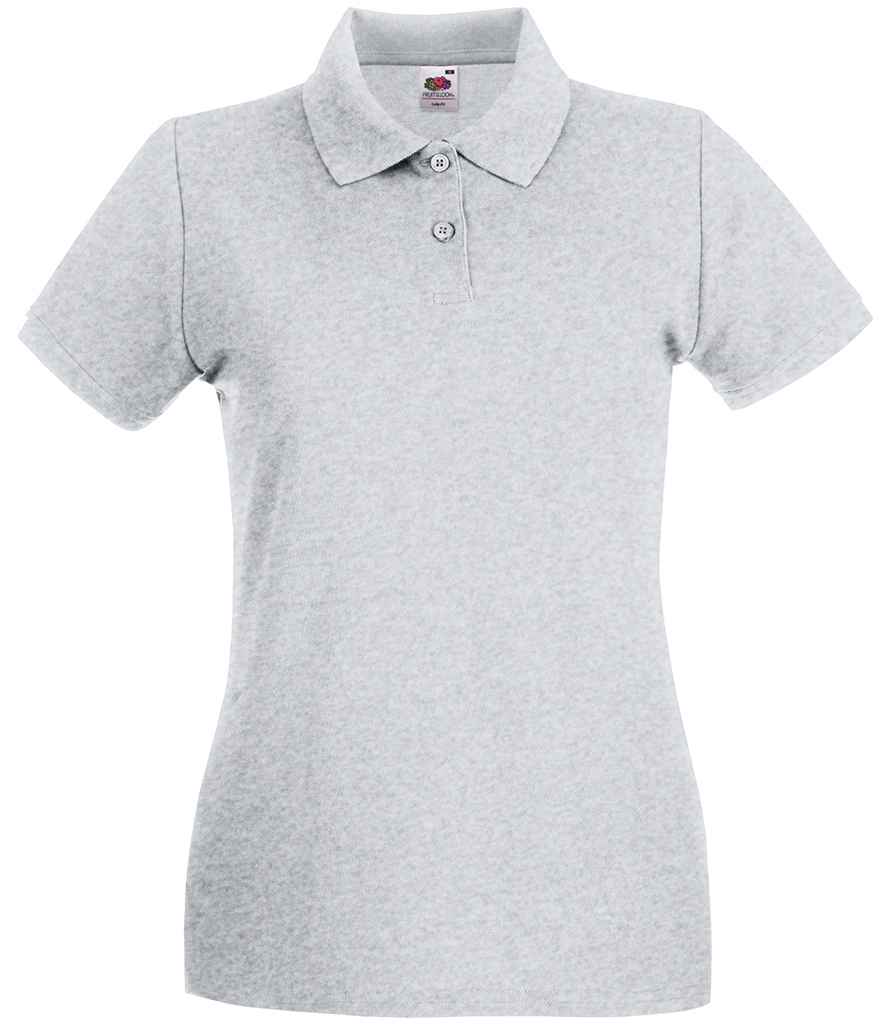 Fruit of the Loom Lady-Fit Premium Cotton Piqué Polo Shirt - Heather Grey (SS89)