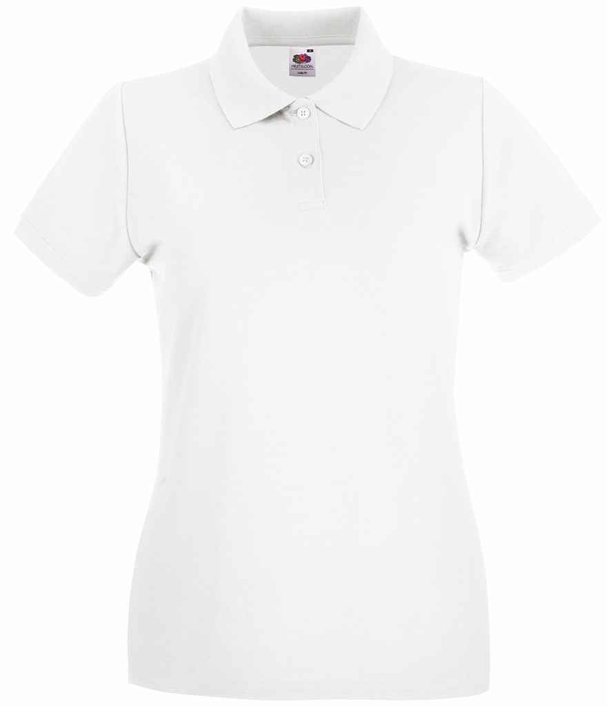 Fruit of the Loom Lady-Fit Premium Cotton Piqué Polo Shirt - White (SS89)