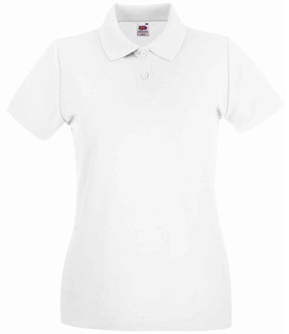 Fruit of the Loom Lady-Fit Premium Cotton Piqué Polo Shirt - White (SS89)