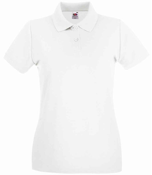 Fruit of the Loom Lady-Fit Premium Cotton Piqué Polo Shirt - White (SS89)