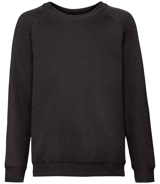 Fruit of the Loom Kids Classic Raglan Sweatshirt - Black (SS8B)