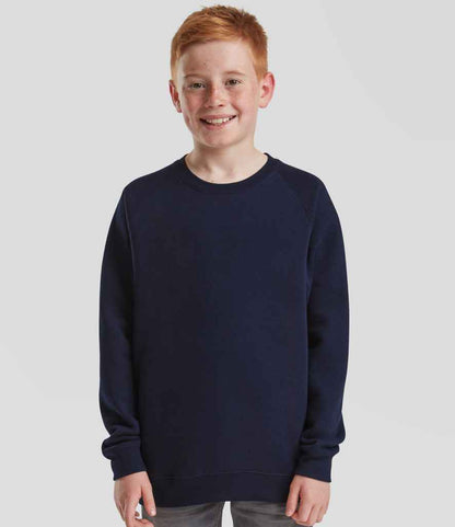 Fruit of the Loom Kids Classic Raglan Sweatshirt - Deep Navy (SS8B)