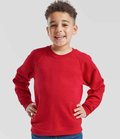 Fruit of the Loom Kids Classic Raglan Sweatshirt - Red (SS8B)