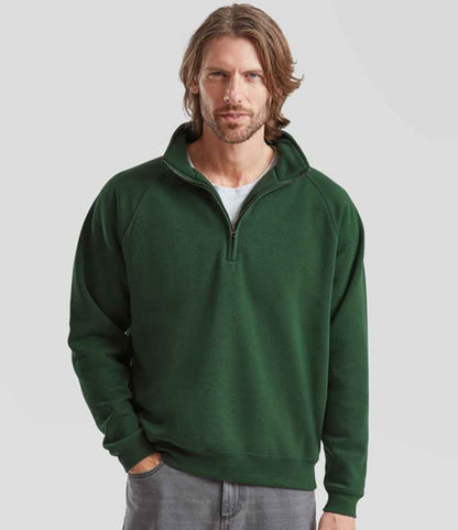 Fruit of the Loom Premium Zip Neck Sweatshirt - Bottle Green (SSE17)