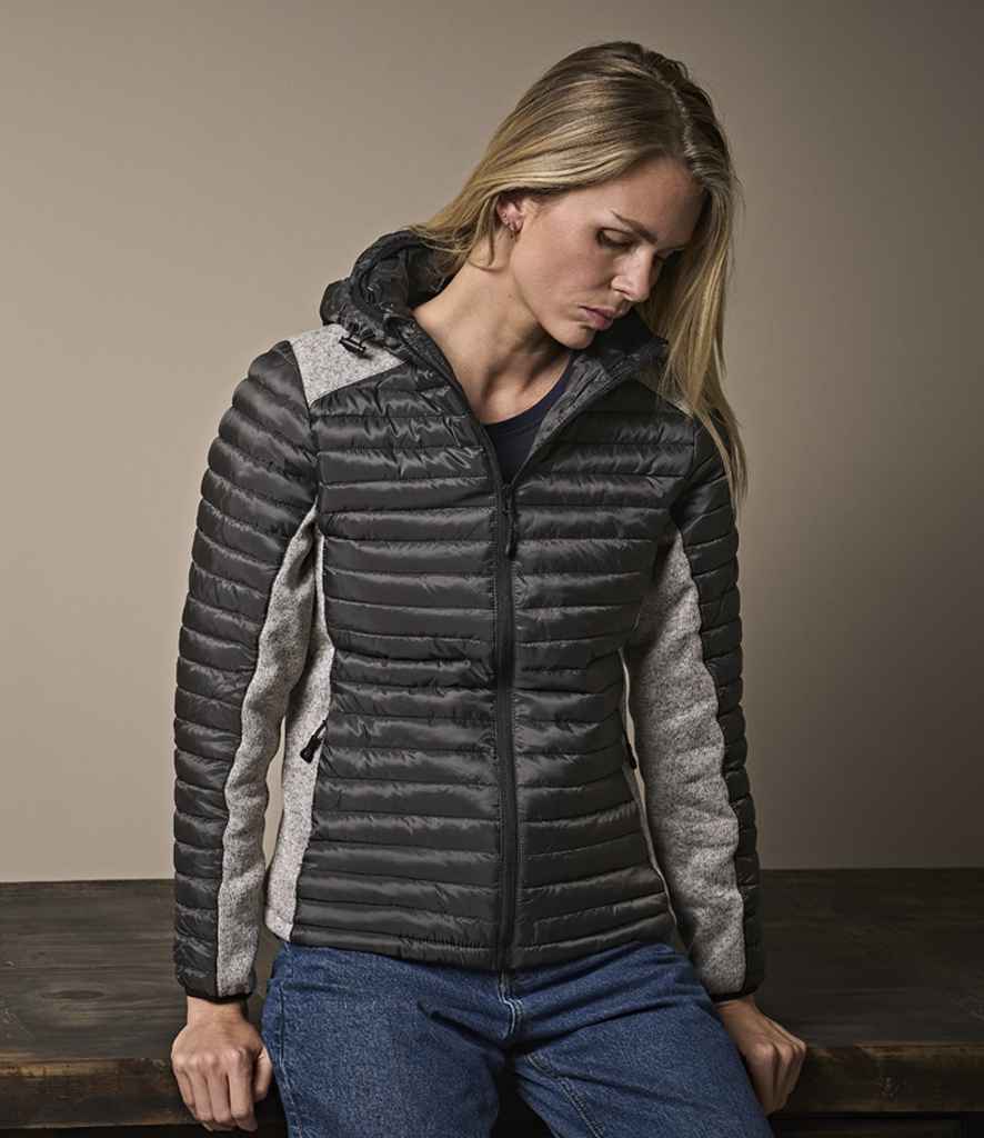 Tee Jays Ladies Crossover Hooded Padded Outdoor Jacket (T9611)