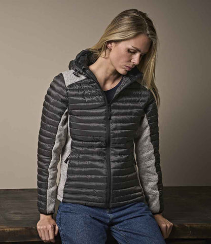 Tee Jays Ladies Crossover Hooded Padded Outdoor Jacket (T9611)