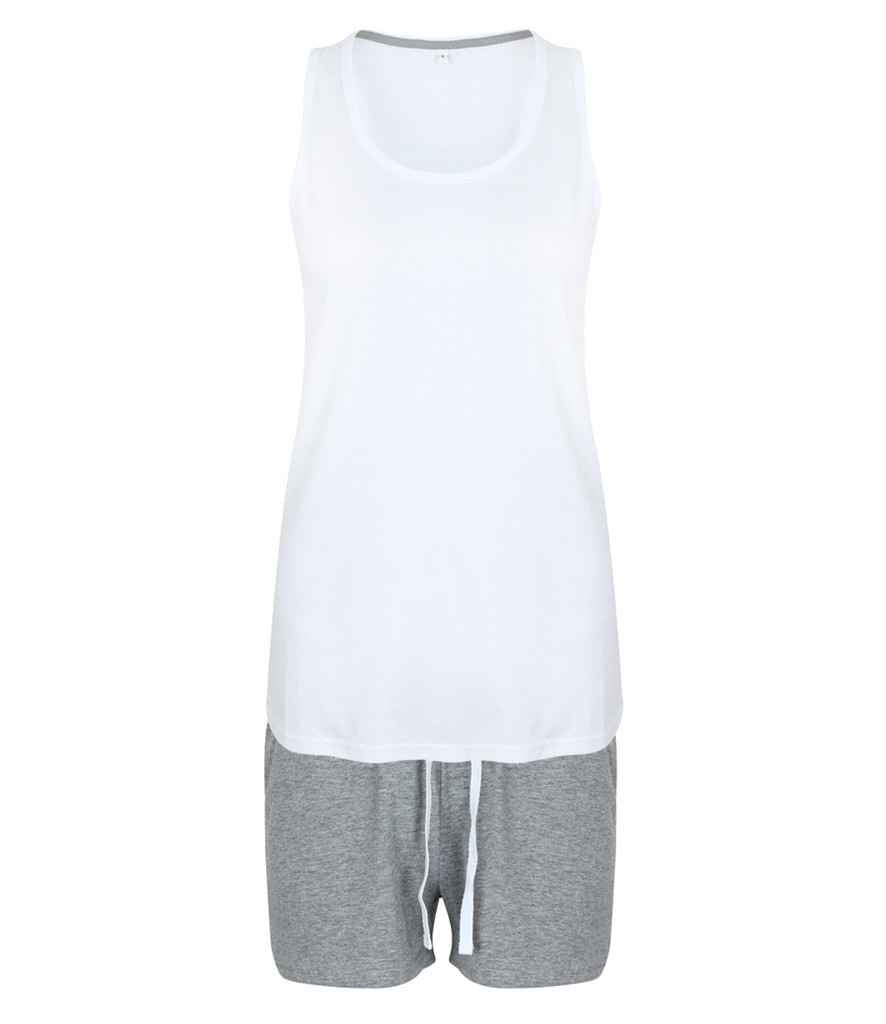 Towel City Short PJ's in a Bag - White/Heather Grey (TC52)