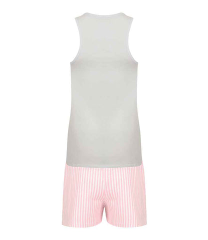 Towel City Short PJ's in a Bag - White/Pink (TC52)