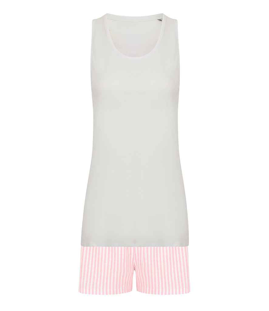 Towel City Short PJ's in a Bag - White/Pink (TC52)