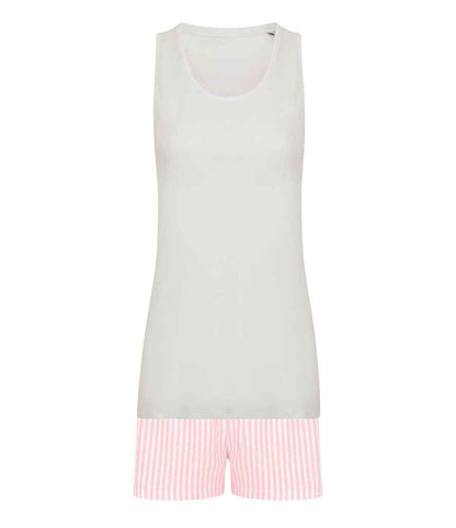 Towel City Short PJ's in a Bag - White/Pink (TC52)