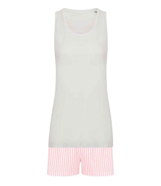 Towel City Short PJ's in a Bag - White/Pink (TC52)
