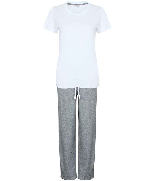 Towel City Long PJ's in a Bag - White/Heather Grey (TC53)