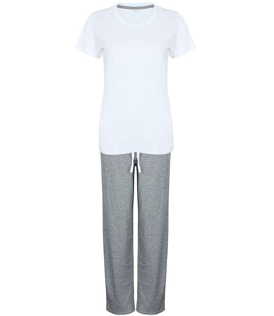 Towel City Long PJ's in a Bag - White/Heather Grey (TC53)