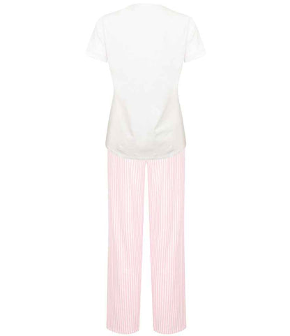Towel City Long PJ's in a Bag - White/Pink (TC53)