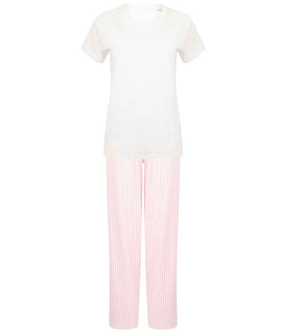 Towel City Long PJ's in a Bag - White/Pink (TC53)