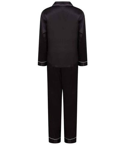 Towel City Ladies Satin Long PJ's - Black (TC55)