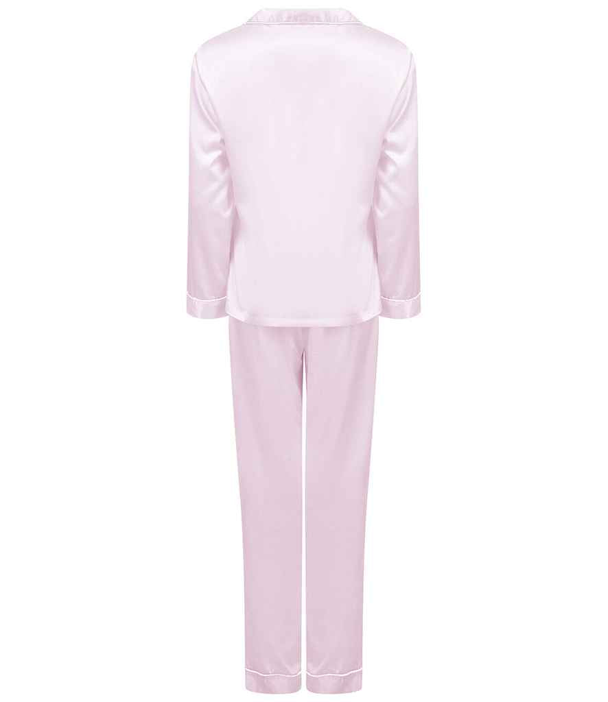 Towel City Ladies Satin Long PJ's - Light Pink (TC55)