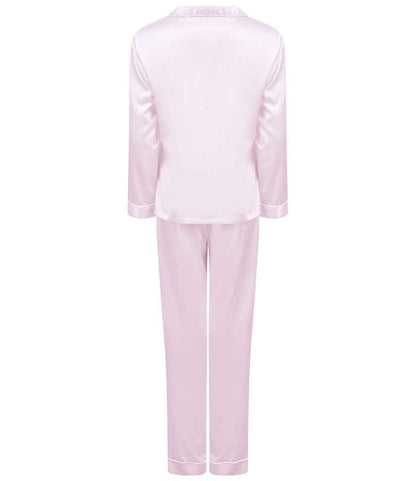 Towel City Ladies Satin Long PJ's - Light Pink (TC55)