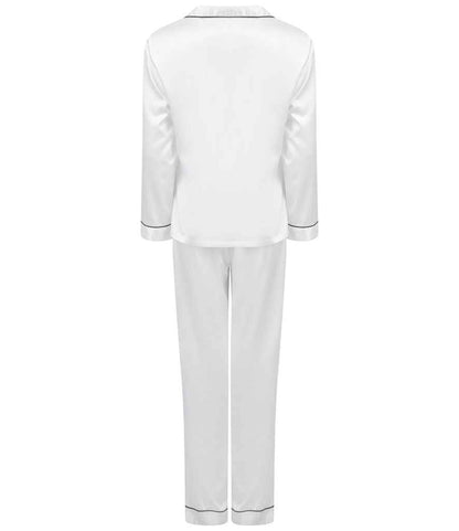 Towel City Ladies Satin Long PJ's - White (TC55)