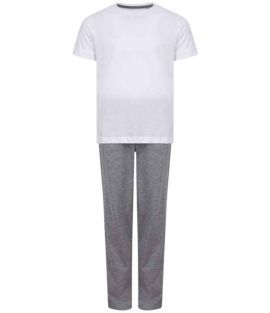 Towel City Kids Long PJ's - White/Heather Grey (TC59)