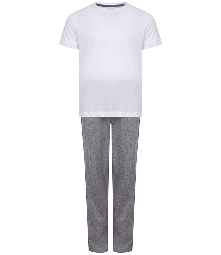 Towel City Kids Long PJ's - White/Heather Grey (TC59)