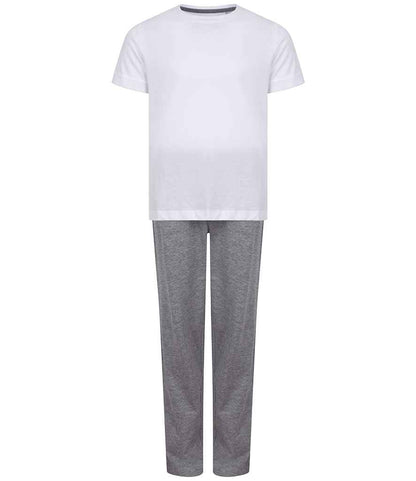 Towel City Kids Long PJ's - White/Heather Grey (TC59)