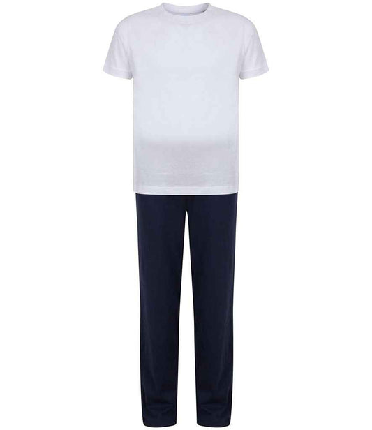 Towel City Kids Long PJ's - White/Navy (TC59)