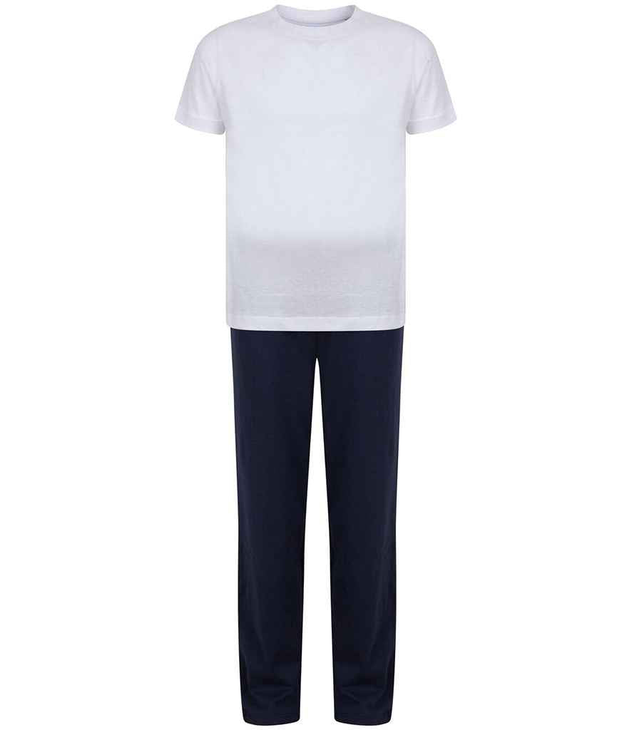 Towel City Kids Long PJ's - White/Navy (TC59)