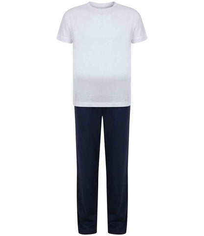 Towel City Kids Long PJ's - White/Navy (TC59)