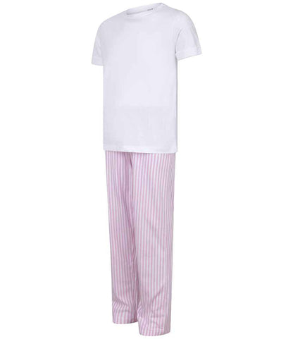 Towel City Kids Long PJ's - White/Pink (TC59)