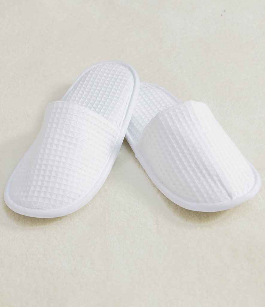 Towel City Waffle Mule Slippers - White (TC66)