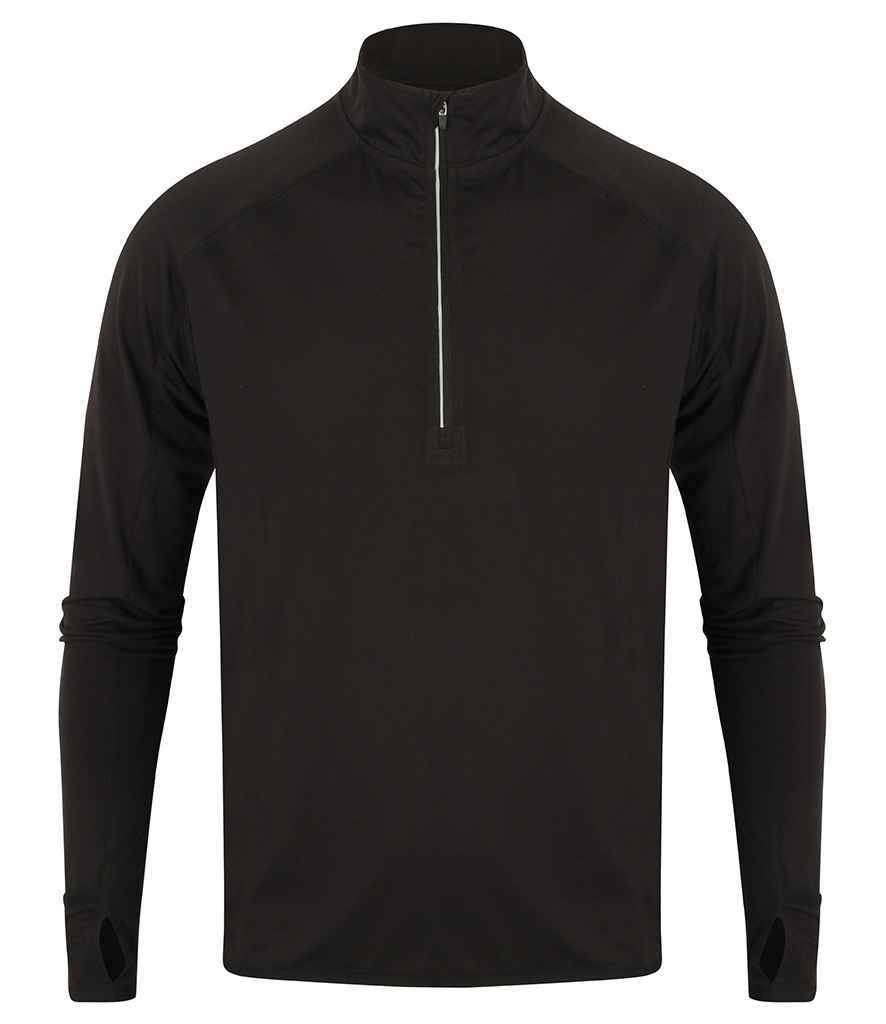 Tombo Tombo Long Sleeve Zip Neck Performance Top - Black (TL562)