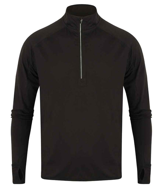 Tombo Tombo Long Sleeve Zip Neck Performance Top - Black (TL562)