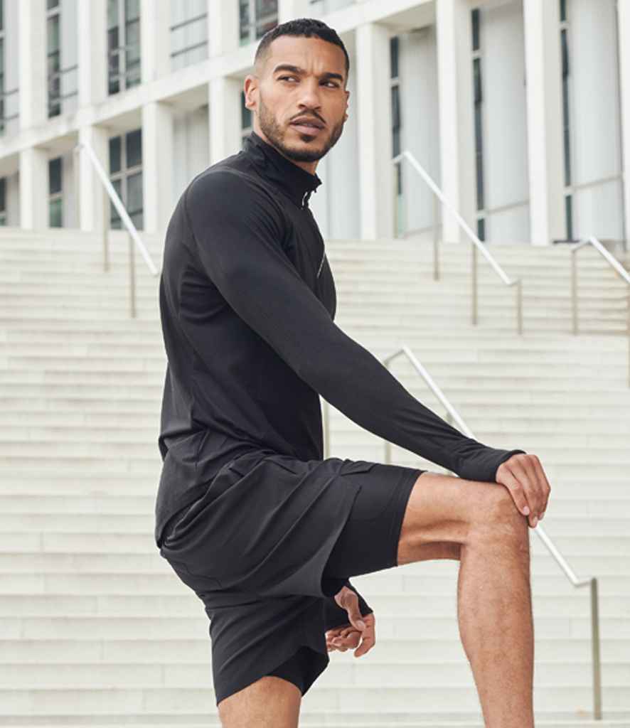 Tombo Tombo Long Sleeve Zip Neck Performance Top - Black (TL562)
