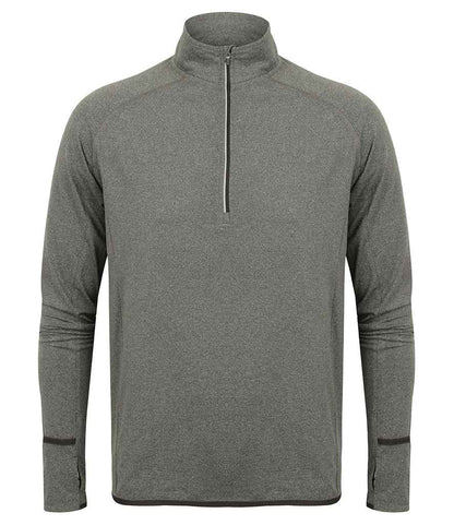 Tombo Tombo Long Sleeve Zip Neck Performance Top - Grey Marl (TL562)