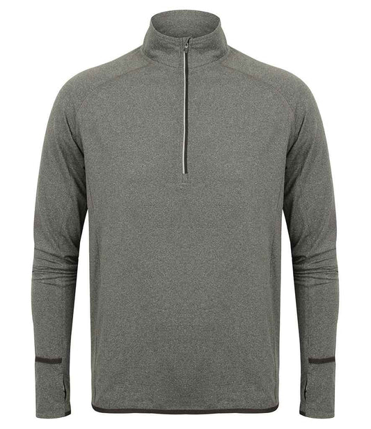 Tombo Tombo Long Sleeve Zip Neck Performance Top - Grey Marl (TL562)