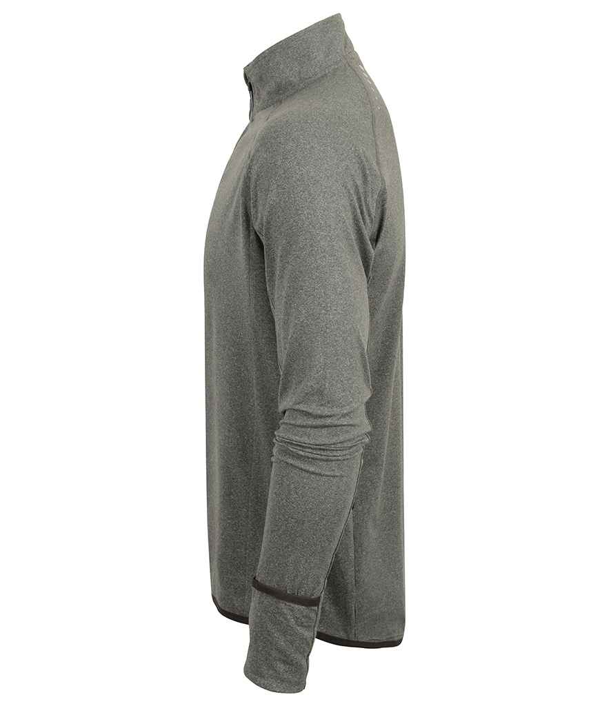 Tombo Tombo Long Sleeve Zip Neck Performance Top - Grey Marl (TL562)